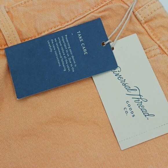 Universal Thread Denim Shorts Womens Orange Vintage Midi Cut Off Stretch - Picture 4 of 10